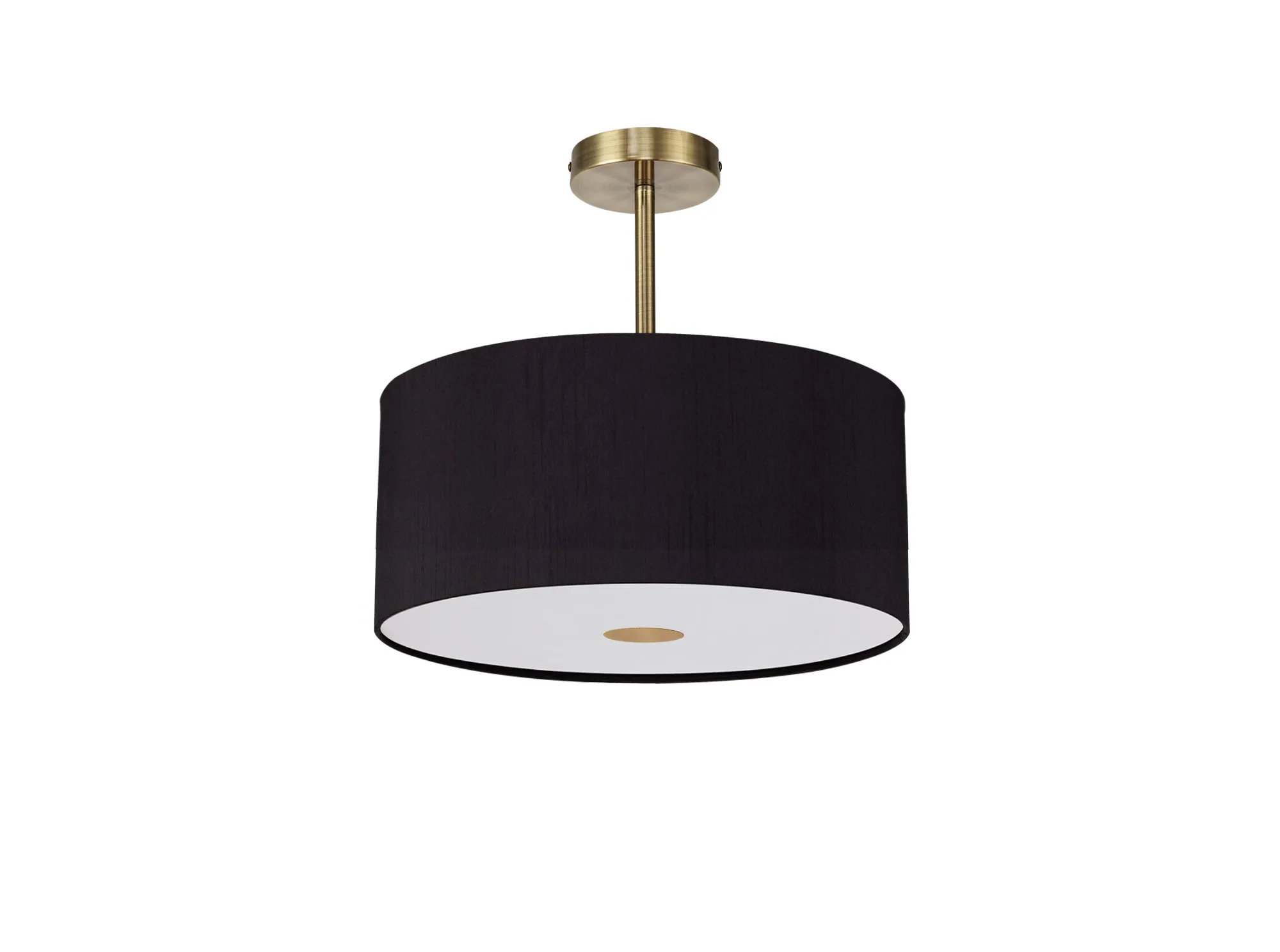 Baymont 40cm Semi Flush 1 Light Antique Brass, Midnight Black/Green Olive, Frosted Diffuser DK0179  Deco Baymont AB BL/GR